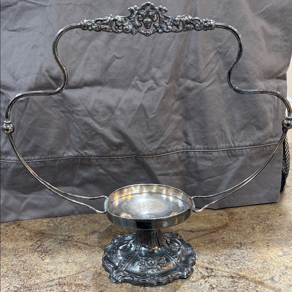 Ornate Silver Metal Stand